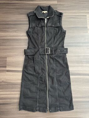 Burberry Brit Women’s Black Denim Belted Double Zipper Front Dress USA 6 ITA 40